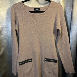 AGB Taupe Ribbed Sweater Dress Size Large